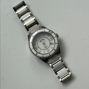 Stylish Folli Follie White Ceramic & Stainless Steel Chunky Watch